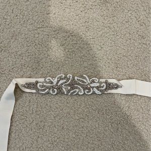 White jeweled wedding belt